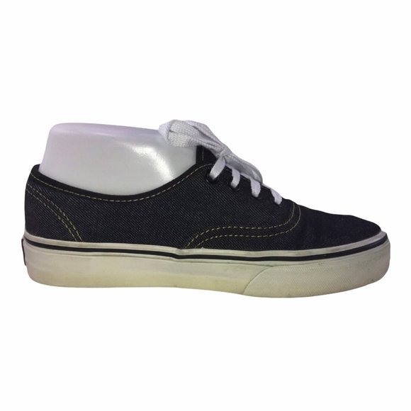Vans Off the Wall Black Denim Retro Fashion Sneakers Shoes Men’s 5 Women’s 6.5 - Picture 5 of 8